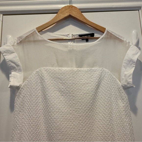 Paule Ka Sheath Dress Womens Sz 42 (US 10) White Eyelet Cotton Capsule Designer - Picture 3 of 12